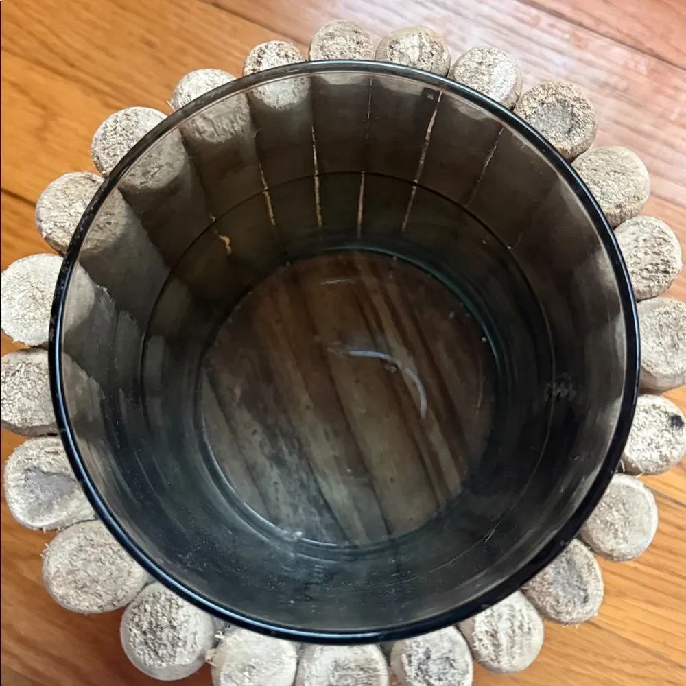 Rustic Wooden Candle Holder with Glass Insert